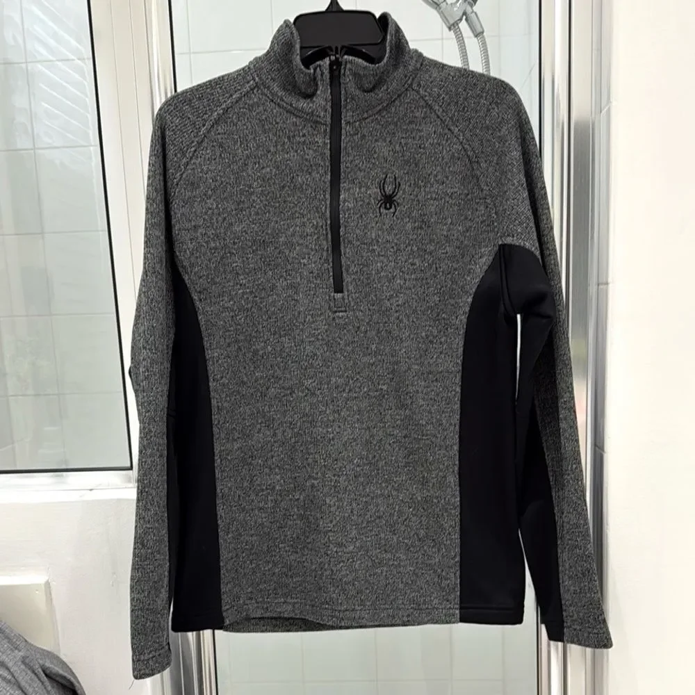 Spyder Quarter Zip Gray Black Jacket Size Medium
